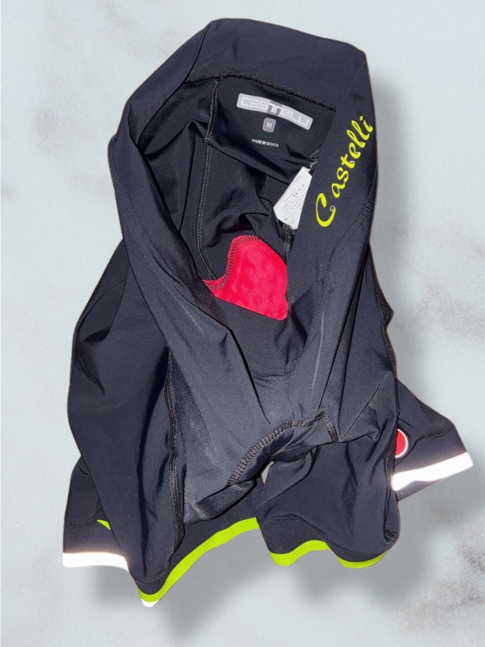 Castelli Men's Black Cycling Shorts with Lime Accents